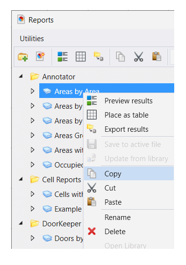 Copy Area Report