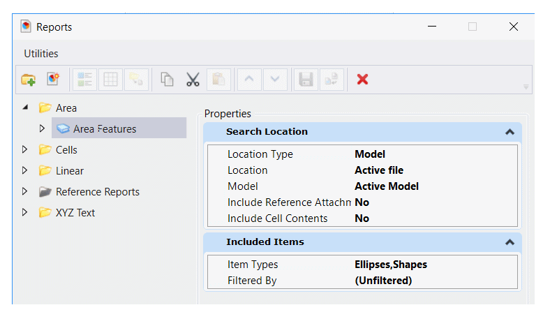 Report Definition: Add Area Elements